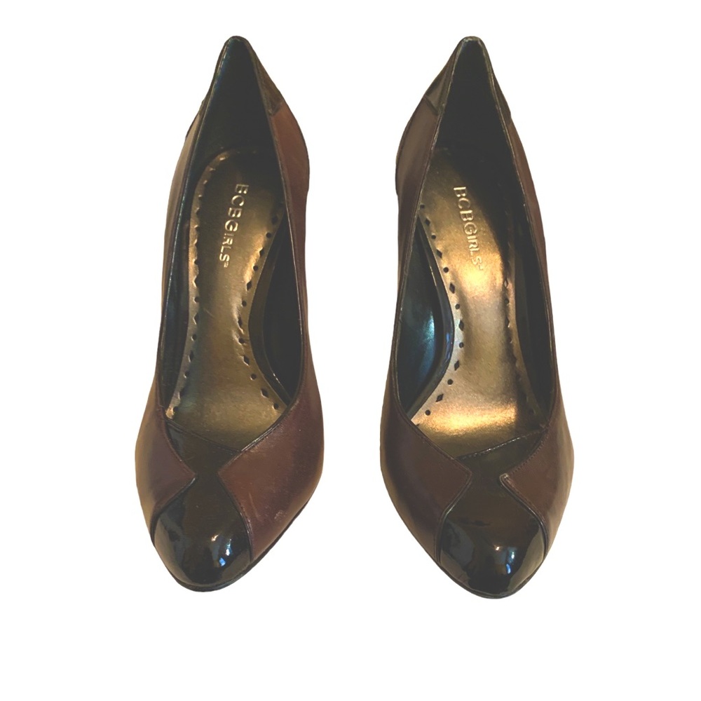 #BCBGirls Brown and Black Patent Leather Heels